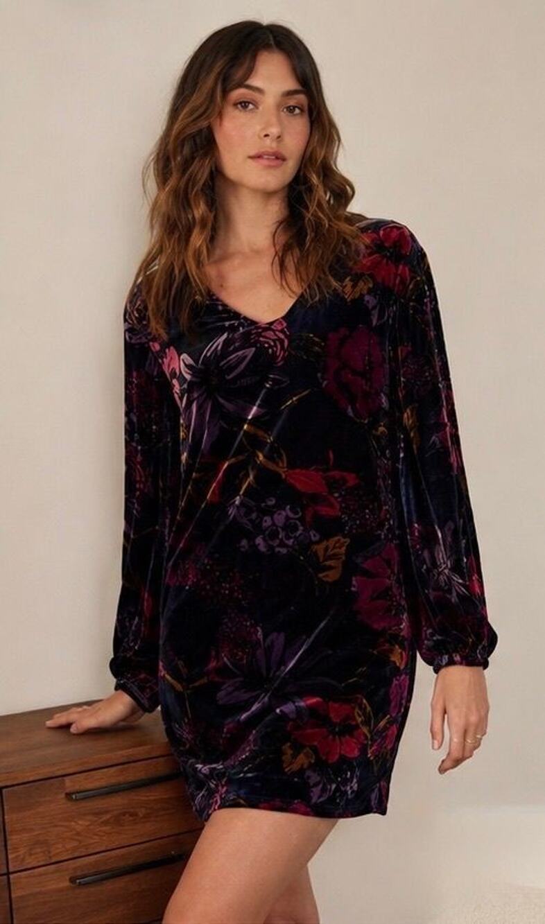 Trina Turk Floral Silk Blend Velvet Mini Dress Size S